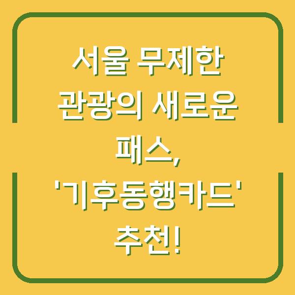 서울 무제한 관광의 새로운 패스, ‘기후동행카드’ 추천!