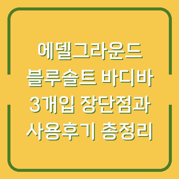 에델그라운드 블루솔트 바디바 3개입 장단점과 사용후기 총정리