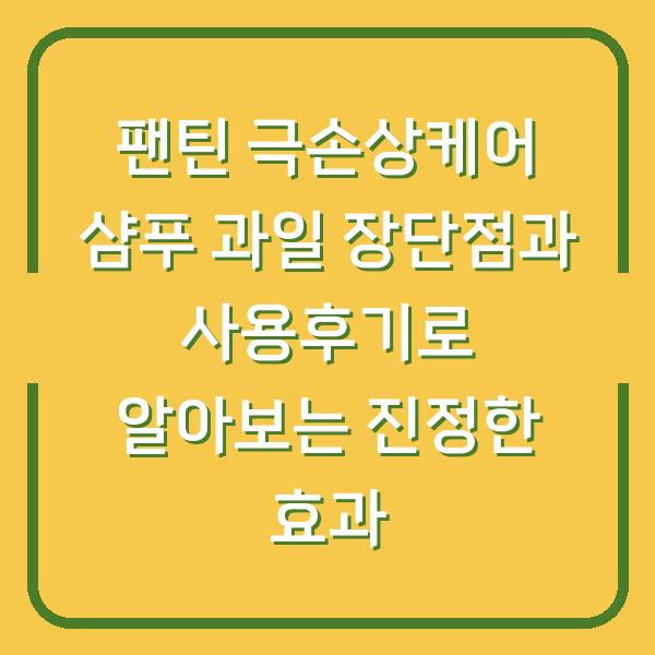 팬틴 극손상케어 샴푸 과일 장단점과 사용후기로 알아보는 진정한 효과