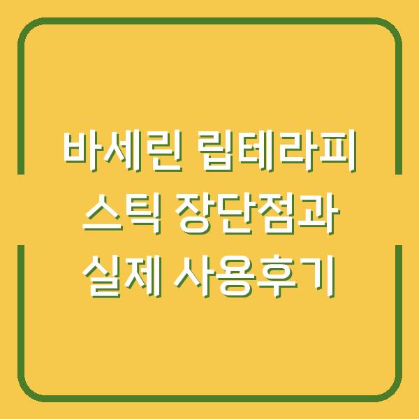 바세린 립테라피 스틱 장단점과 실제 사용후기