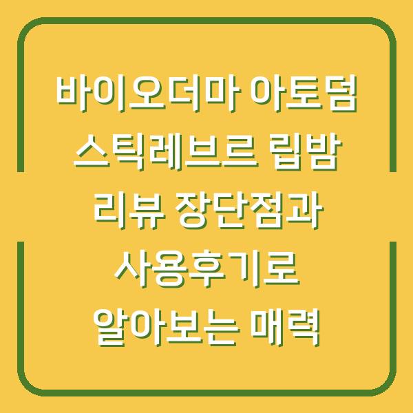 바이오더마 아토덤 스틱레브르 립밤 리뷰 장단점과 사용후기로 알아보는 매력