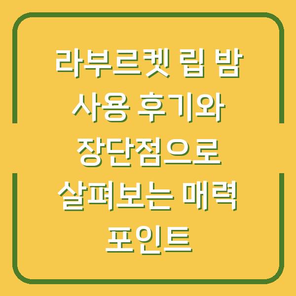 라부르켓 립 밤 사용 후기와 장단점으로 살펴보는 매력 포인트