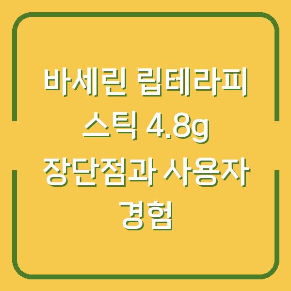 바세린 립테라피 스틱 4.8g 장단점과 사용자 경험