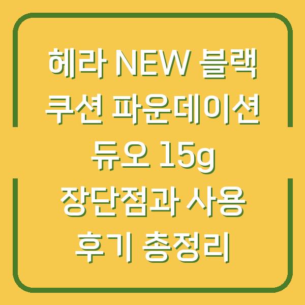 헤라 NEW 블랙 쿠션 파운데이션 듀오 15g 장단점과 사용 후기 총정리