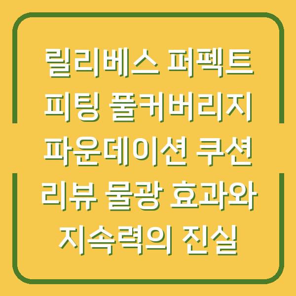 릴리베스 퍼펙트 피팅 풀커버리지 파운데이션 쿠션 리뷰 물광 효과와 지속력의 진실