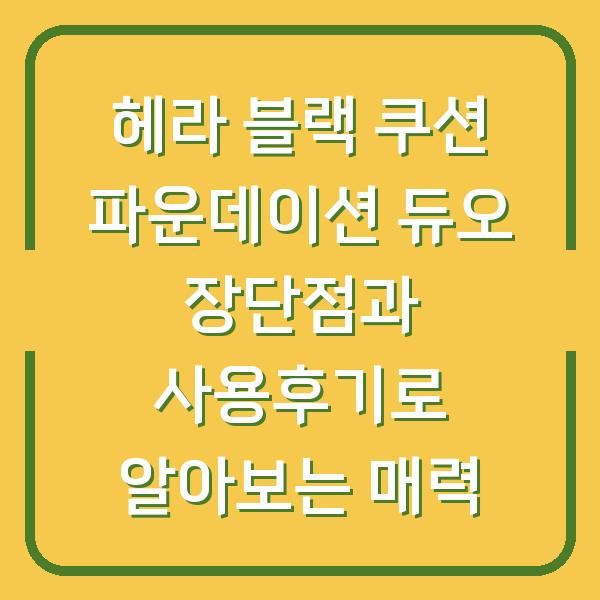 헤라 블랙 쿠션 파운데이션 듀오 장단점과 사용후기로 알아보는 매력