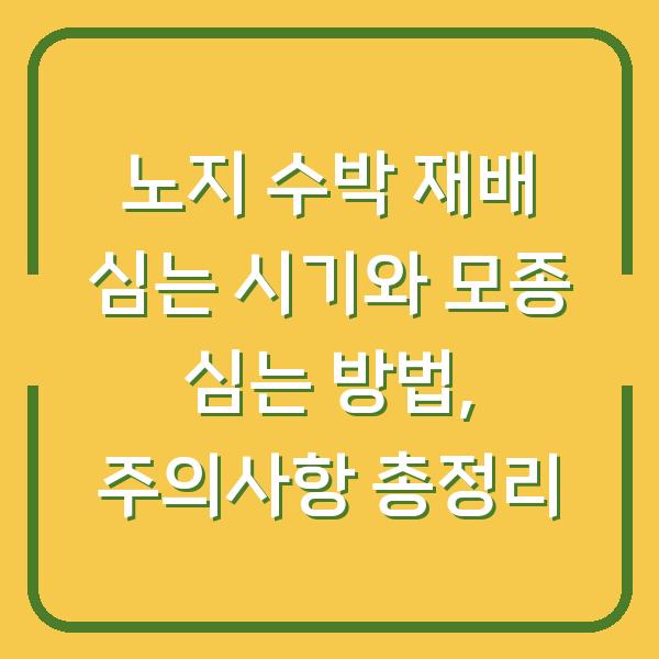 노지 수박 재배 심는 시기와 모종 심는 방법, 주의사항 총정리