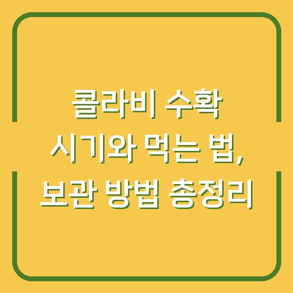 콜라비 수확 시기와 먹는 법, 보관 방법 총정리
