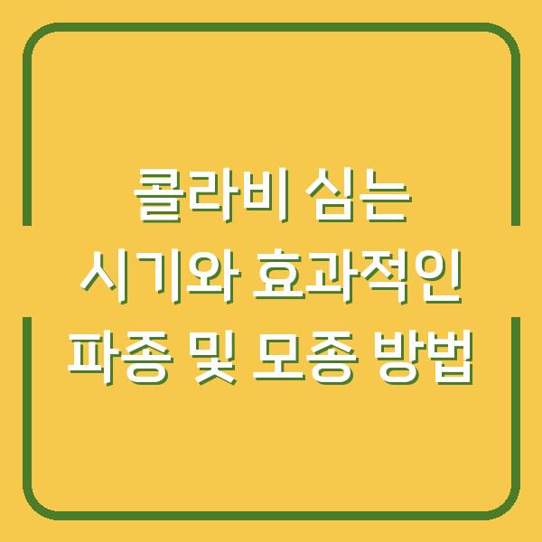 콜라비 심는 시기와 효과적인 파종 및 모종 방법