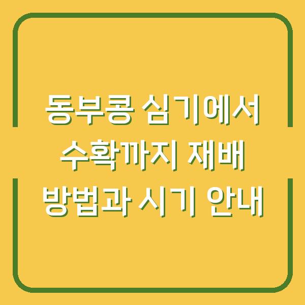 동부콩 심기에서 수확까지 재배 방법과 시기 안내