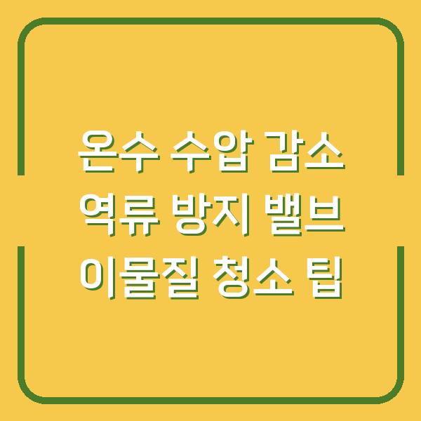 온수 수압 감소 역류 방지 밸브 이물질 청소 팁