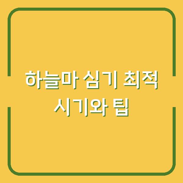 하늘마 심기 최적 시기와 팁