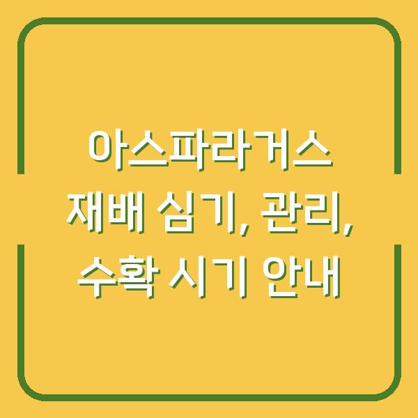 아스파라거스 재배 심기, 관리, 수확 시기 안내
