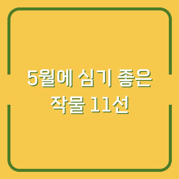 5월에 심기 좋은 작물 11선