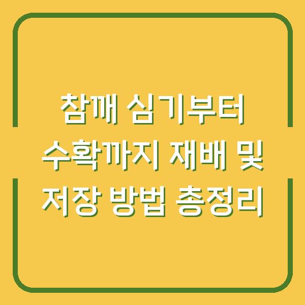 참깨 심기부터 수확까지 재배 및 저장 방법 총정리