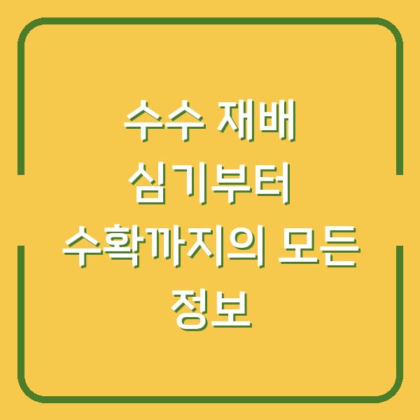 수수 재배 심기부터 수확까지의 모든 정보