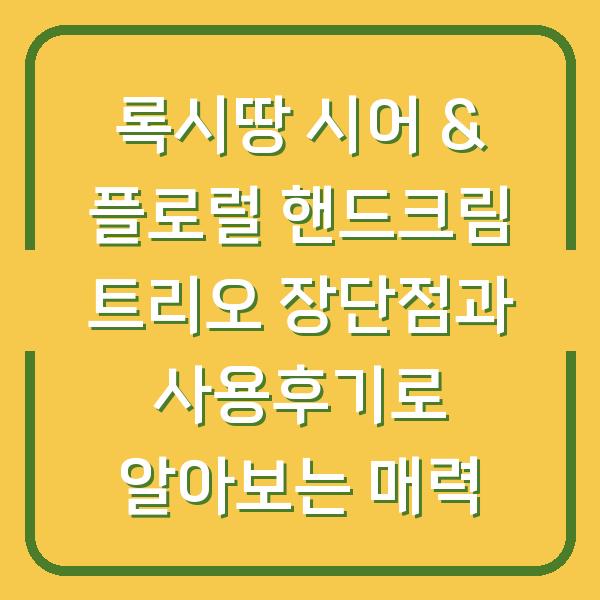 록시땅 시어 & 플로럴 핸드크림 트리오 장단점과 사용후기로 알아보는 매력