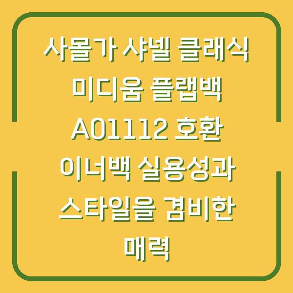 사몰가 샤넬 클래식 미디움 플랩백 A01112 호환 이너백 실용성과 스타일을 겸비한 매력
