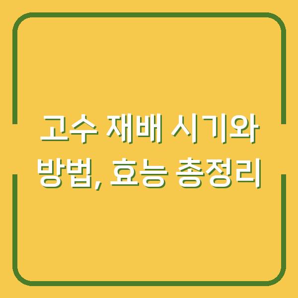 고수 재배 시기와 방법, 효능 총정리