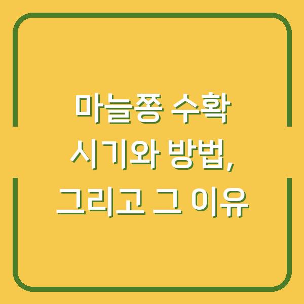 마늘쫑 수확 시기와 방법, 그리고 그 이유