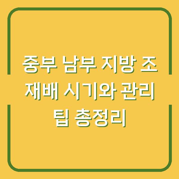 중부 남부 지방 조 재배 시기와 관리 팁 총정리