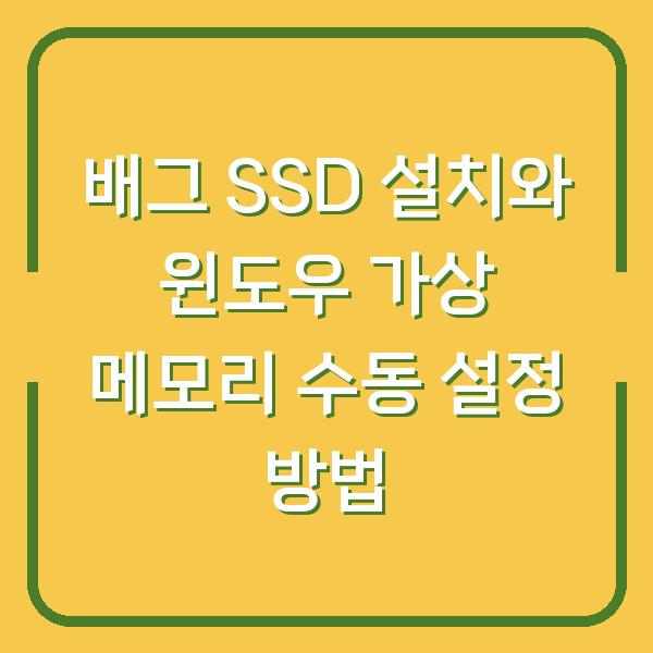 배그 SSD 설치와 윈도우 가상 메모리 수동 설정 방법