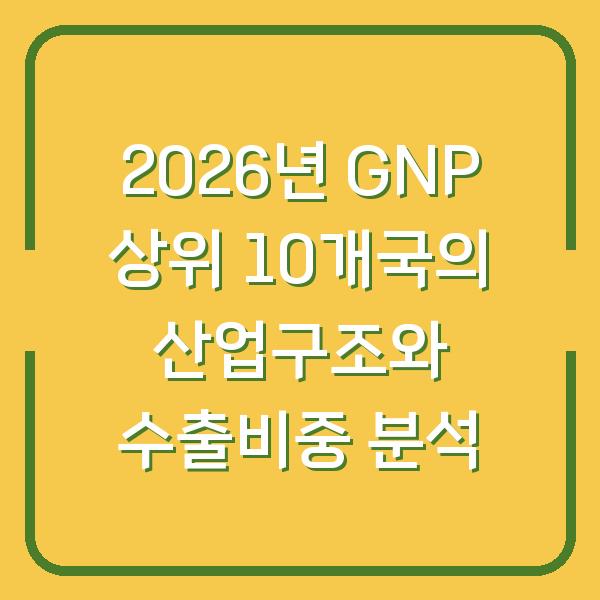 2026년 GNP 상위 10개국의 산업구조와 수출비중 분석