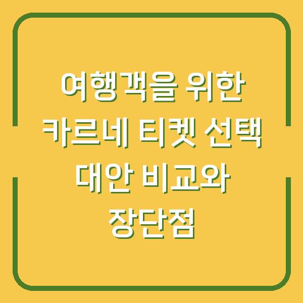 여행객을 위한 카르네 티켓 선택 대안 비교와 장단점