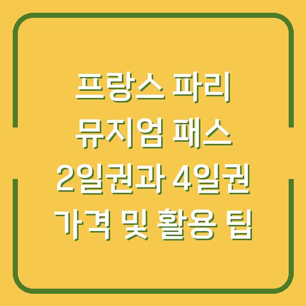 프랑스 파리 뮤지엄 패스 2일권과 4일권 가격 및 활용 팁
