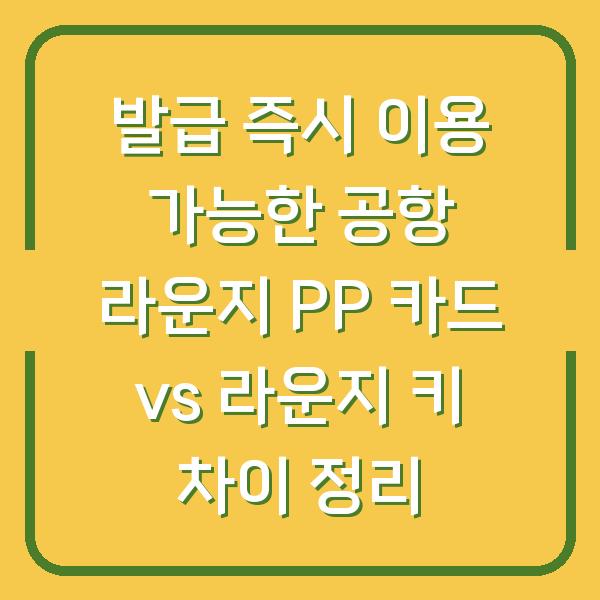 발급 즉시 이용 가능한 공항 라운지 PP 카드 vs 라운지 키 차이 정리
