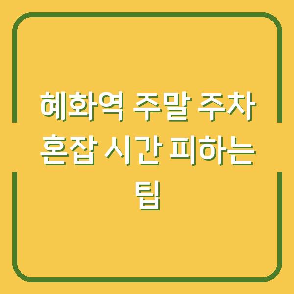 혜화역 주말 주차 혼잡 시간 피하는 팁
