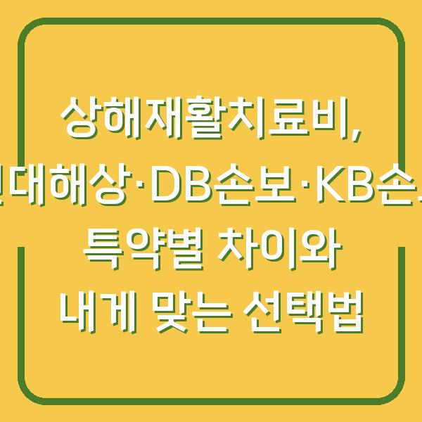 상해재활치료비, 현대해상·DB손보·KB손보 특약별 차이와 내게 맞는 선택법