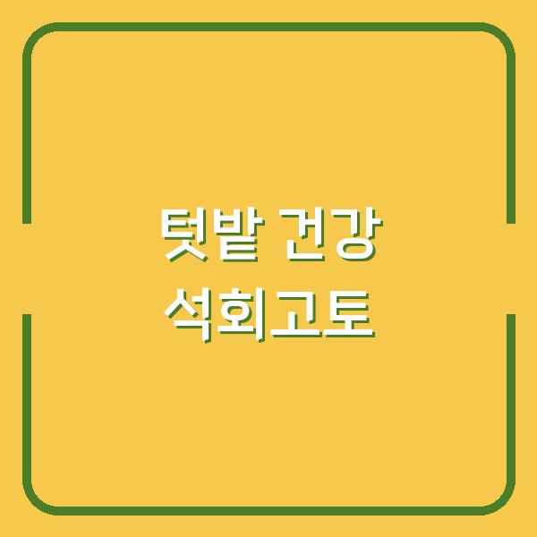 2026년 겨울, 텃밭 건강 되살리는 석회고토 선택과 활용 비법