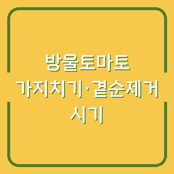 방울토마토 수확량 2배로 늘리는 가지치기와 곁순제거 시기·방법