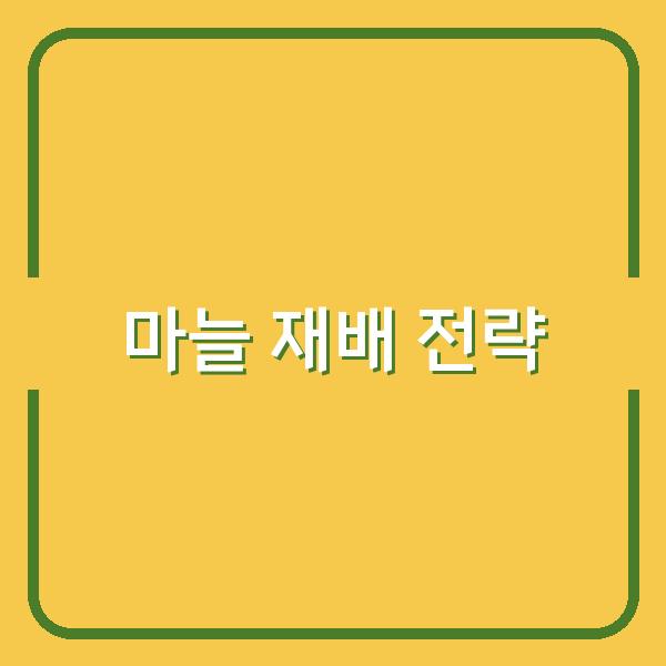 한지형·난지형 마늘 심는 시기별 재배법과 수확량 높이는 핵심 전략