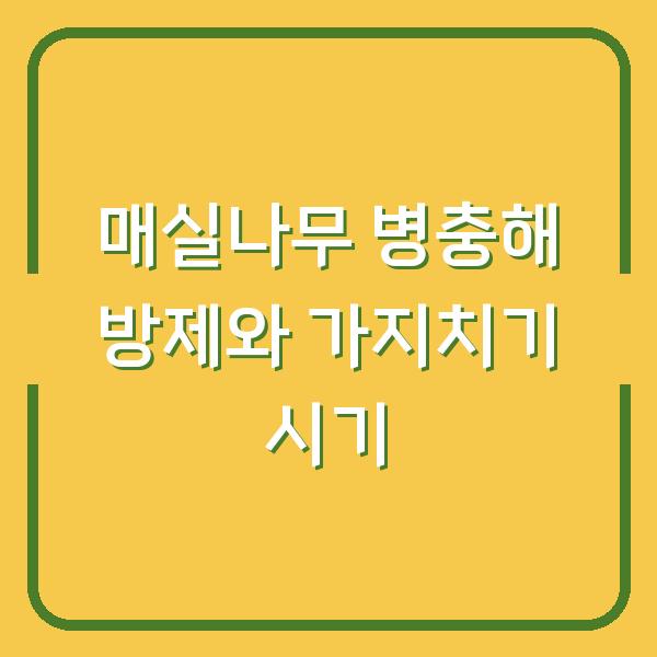 매실나무 병충해 방제와 가지치기 시기, 이렇게 하면 약값 아끼고 수확량 두 배