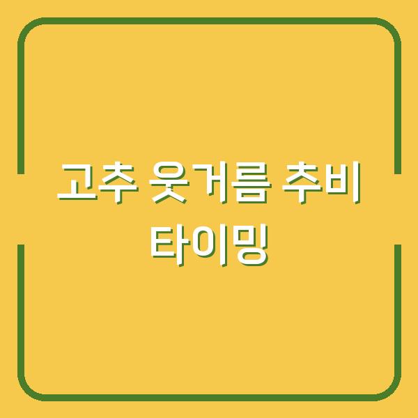 고추 웃거름, 이때 안 주면 수확량 반토막? 농부들이 몰래 쓰는 추비 타이밍