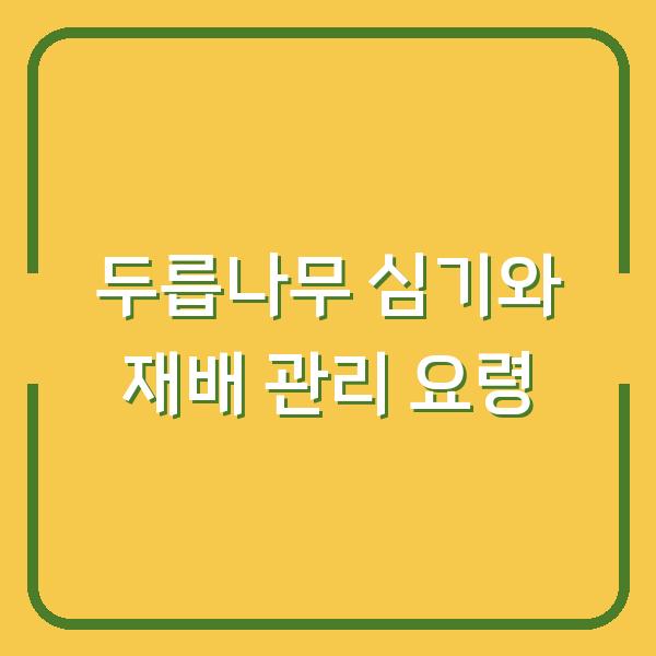 두릅나무 심는 시기와 재배 방법 1년 농사가 달라지는 관리 요령