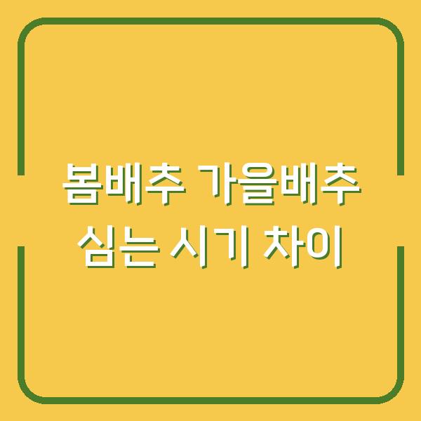 봄배추 vs 가을배추 심는 시기 차이와 물주기·거름주기 실전 노하우