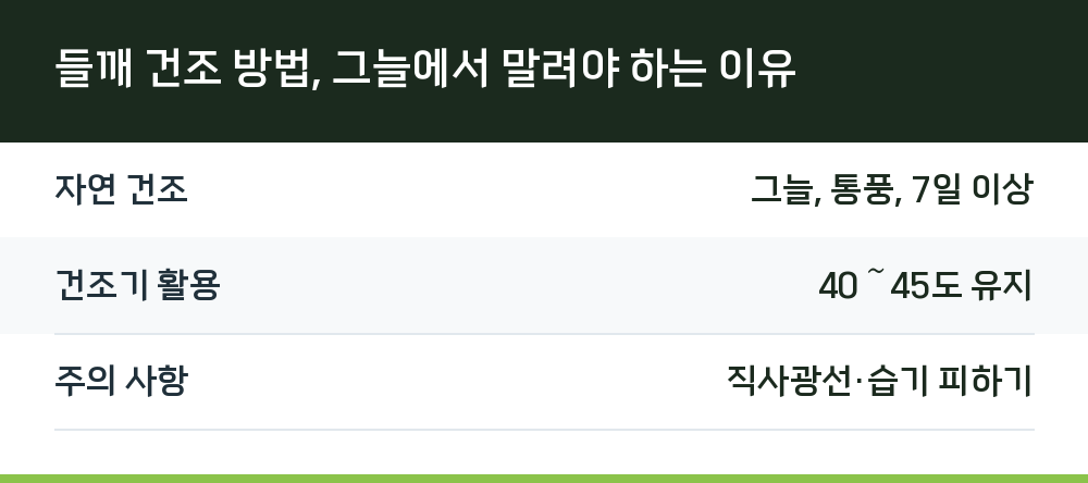 들깨 건조 방법, 그늘에서 말려야 하는 이유