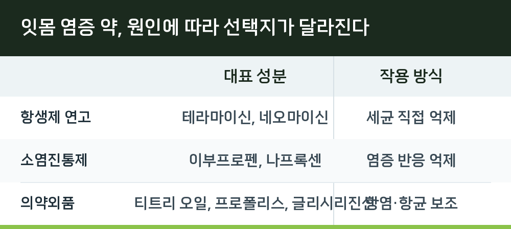 잇몸 염증 약, 원인에 따라 선택지가 달라진다