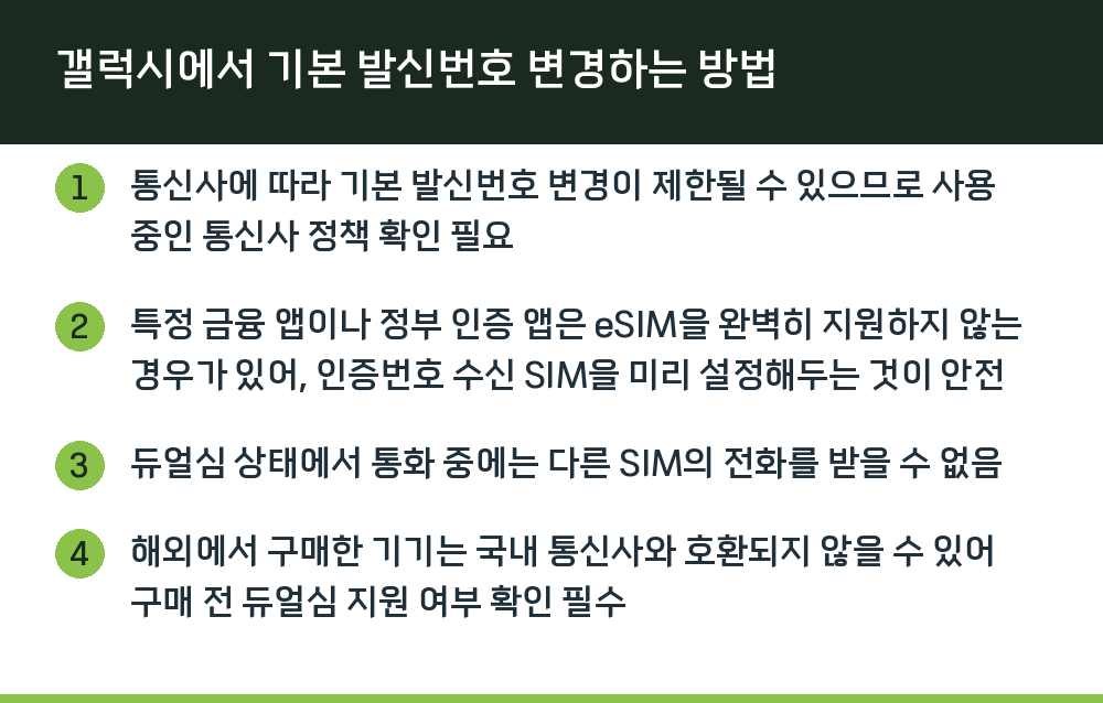 갤럭시에서 기본 발신번호 변경하는 방법